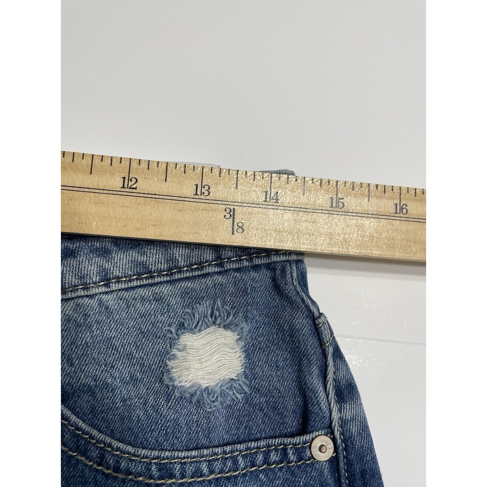 KanCan Women's Medium High Rise Distressed‎ Denim Shorts Blue KC5197D New Tags - Picture 5 of 8